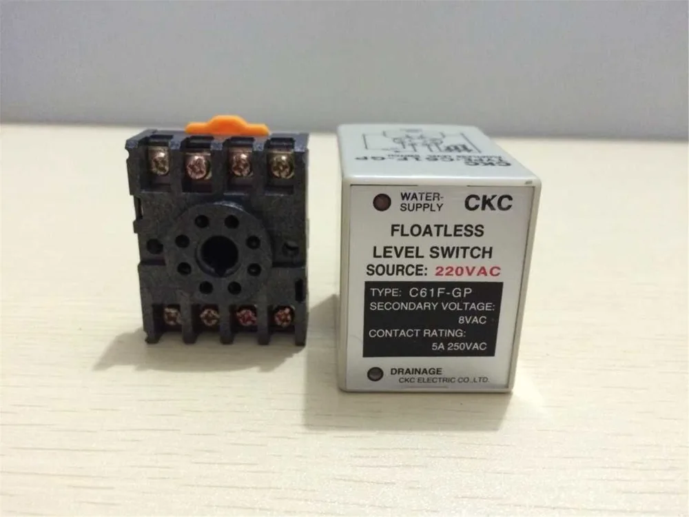 

5 Sets C61F-GP 8 Pin Liquid Level Relay Floatless Relay Water Level Control + PF083A Socket Base 12VDC 24VDC 110VAC 220VAC