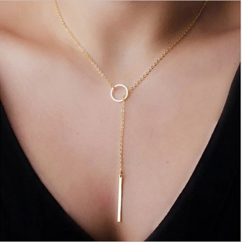 

Fashion New Design Europe United States Minimalist Simple Metal Short Necklace Temperamental Women Girl Jewelry Gift