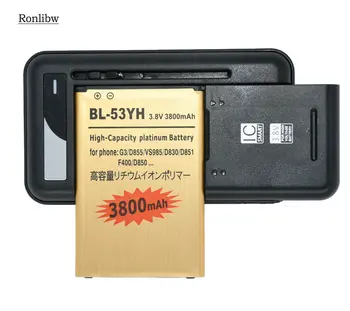 

Ronlibw 3800mAh BL-53YH BL53YH Replacement Gold Battery+Charger for LG G3 D850 D851 D855 LS990 D830 VS985 F400 Phone