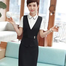 Летняя формальная Женская жилетка и жилет женская деловая костюмная юбка и Топы Наборы рабочая одежда офисный униформенный стиль