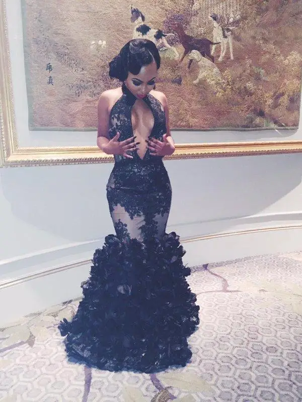 Babyonlinedress Elegant Black Mermaid Evening Dresses Long Sexy Open Back Lace Halter Neck Party Gowns vestido de festa Babyonlinedress Elegant Black Mermaid Evening Dresses Long Sexy Open Back Lace Halter Neck Party Gowns vestido de festa