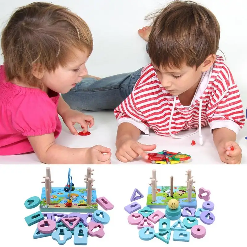 Детские Развивающие игрушки деревянные блоки форма Объединенная доска образование по методу Монтессори оперение здание кубики для игр матч игрушка