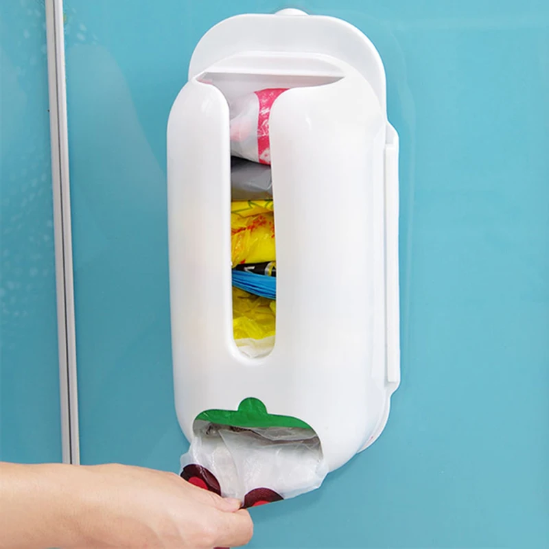 DIY Plastic Wall Mount Groceries Garbage Bag Storage Box Holder Kitchen