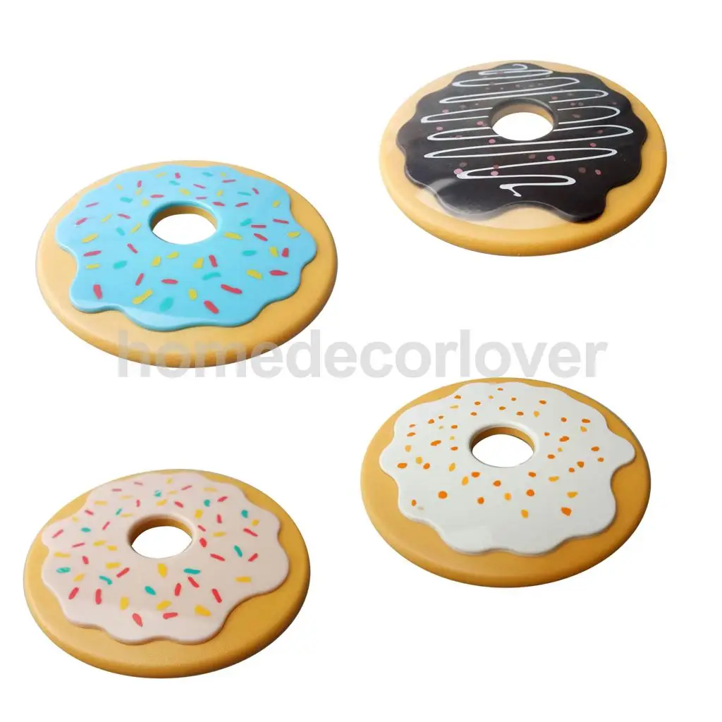 MagiDeal 4pcs Silicone Vintage CD Coasters Record Cup Mat Drink Holder Table Placemat Donut Valentine's Day Gifts Nice Valentine