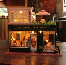 large DIY dollhouse miniature with light music lovely assembly model paris coffee shop Valentine’s Day gifts creative DIY toys