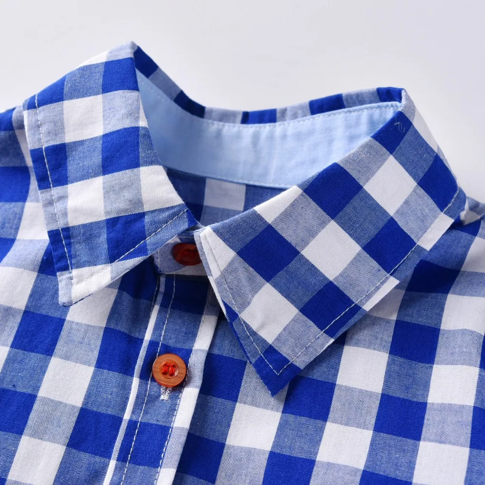 Casual Spring Children Boy Suits Cotton Full Plaid Shirt Boy Plants Spring Autumn Outdoor Kids Clothes for 2T3T4T5T6T Child 14