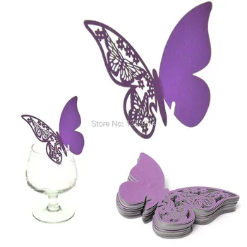 

Free shipping by China Post! 500pc/lot! "Butterfly"wedding Decoration Name Card Wine Glass cup Decor table mark place mark!