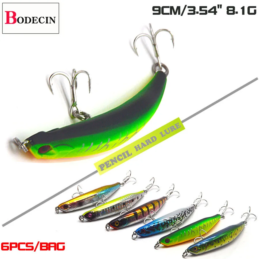 Hard Fishing Bent Pencil Fake Lure Topwater Carp Tackle 3D Fish Eyes Swimbait 6pcs Sea Jerkbait Artificial Floating Laser Bait (9)