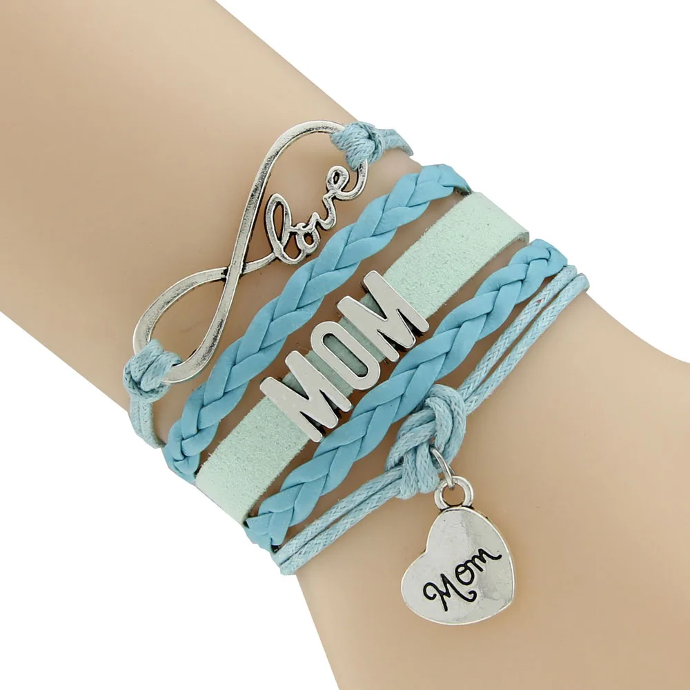 

Infinity Love Waxed Cord Bracelet Wording Mom 6 Colors 2016 New Pattern Design for ladies Drop Shipping