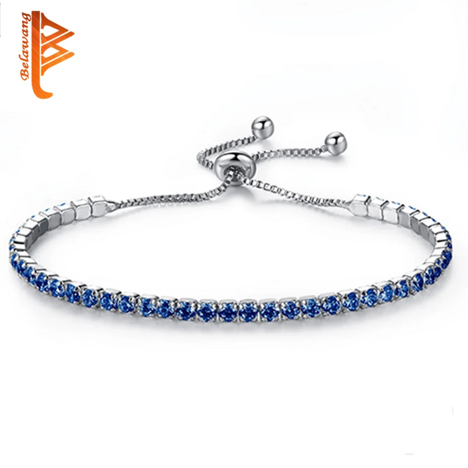 Новая Мода Регулируемая теннисная браслет для женщин синяя кубическая цепь из циркония звено браслет свадебная Помолвка Ювелирные Изделия