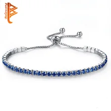 Новая Мода Регулируемая теннисная браслет для женщин синяя кубическая цепь из циркония звено браслет свадебная Помолвка Ювелирные Изделия