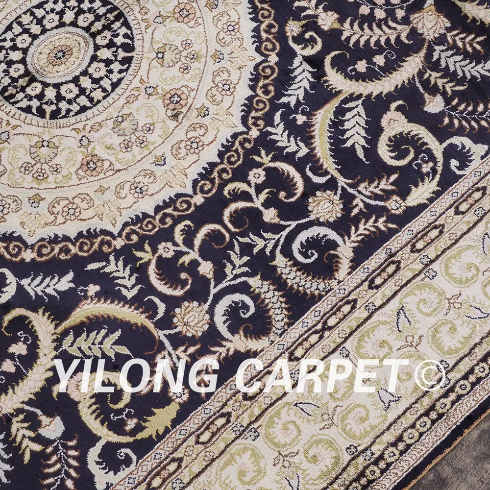 YILONG 5'x8' темно синий восточные турецкие шелковые ковры ручной работы