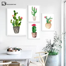 Suluboya bitkiler kaktüs çiçek posteri baskılar Minimalist dekorasyon sanat tuval boyama duvar resim oturma odası ev dekor için
