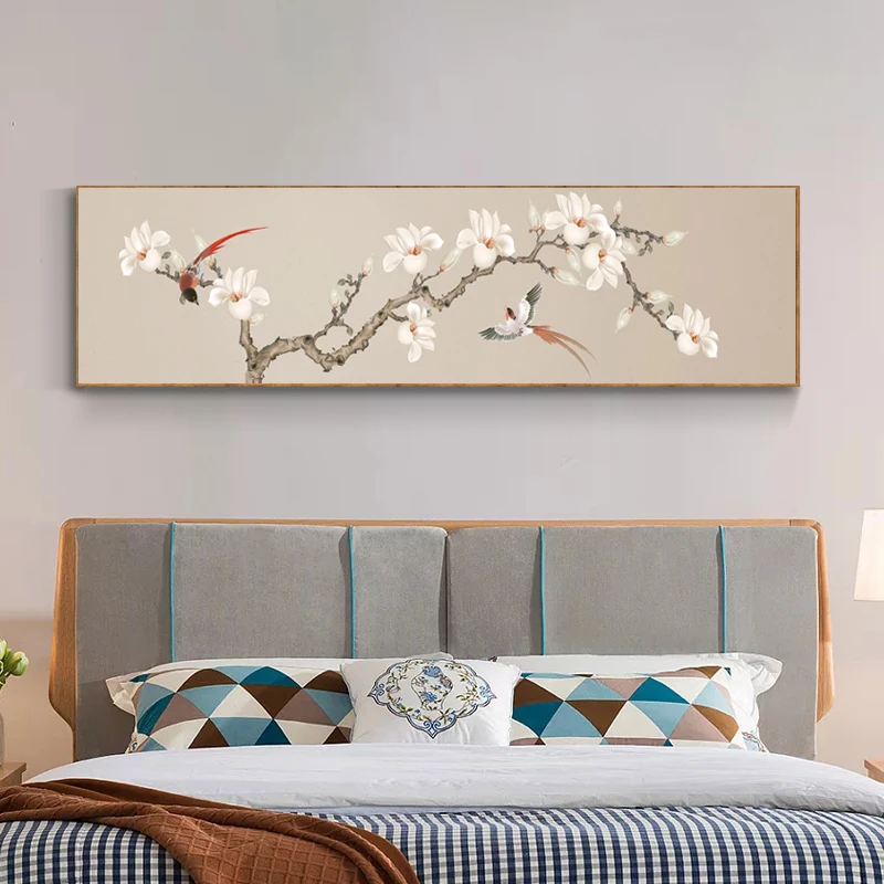 Цветущая Слива Орхидея бамбуковая Хризантема Настенная картина Современная китайская живопись чернил стиль Печать на холсте Картина Настенная художественная постер