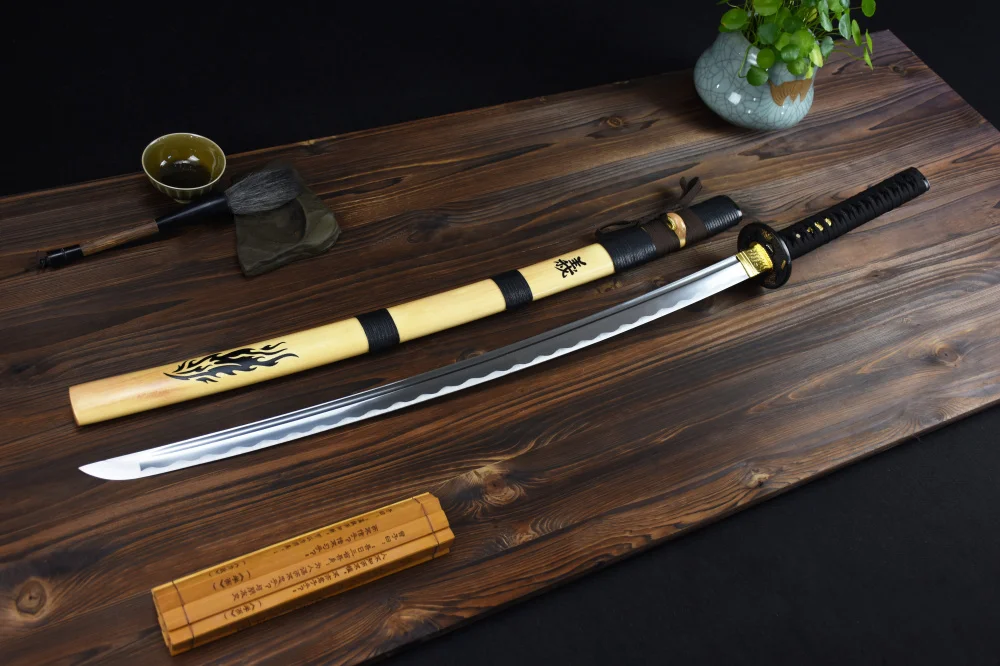 Полностью ручная работа Полный Тан настоящий японский yi меч 1045 углеродистая сталь самурайский острый меч катана край