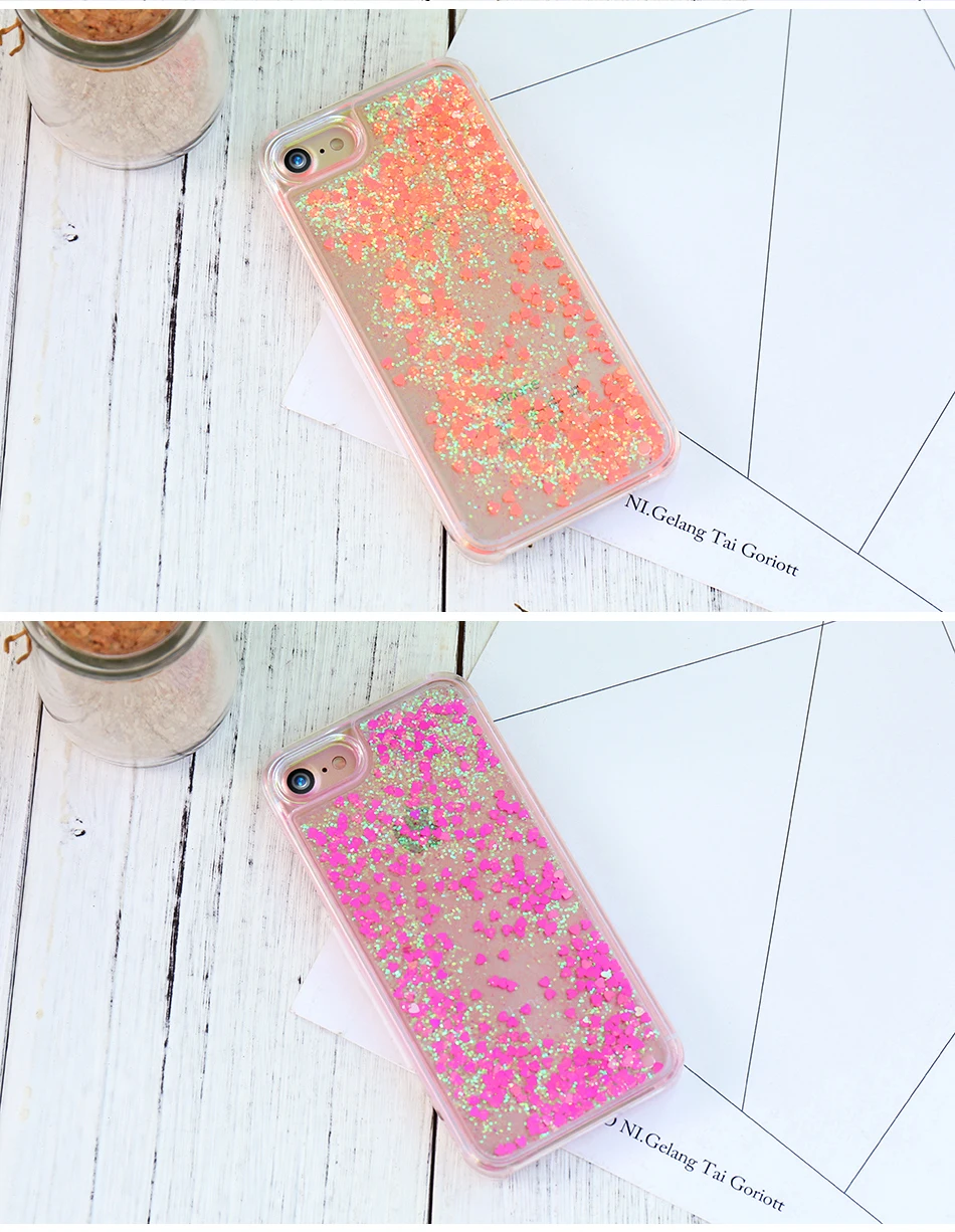 MR.YI Bling Heart Quicksand Phone Case For iPhone 7 6 6S Plus 5S Shiny Sequin Clear Case Cover For iPhone 5 5S SE 5C 6 6S Plus (11)