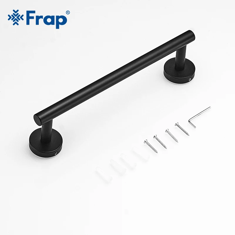 Frap Matte Black Bathroom Hardware Set Black Robe Hook Single Towel Bar Robe Hook Paper Holder Bathroom Accessories Y38124-2
