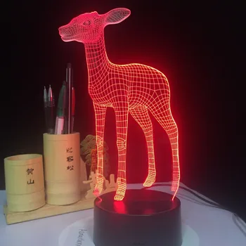 

3D LED Lamp Light USB Cute Small Deer 7 Colorful Night Light for Wedding Decor Innovative New Year Gift Presents Hologram Lamp