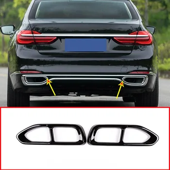 

Glossy Black For BMW 7 Series G11 G12 730 740 750li 2016 2017 2018 304 Stainless Steel Exhaust Tailpipe Cover Trim Accessories