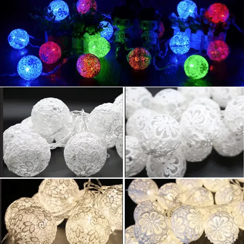 6 cm encaje de algodón bolas de hadas luz de la secuencia 1,5 m 3 M luz LED de cadena guirnalda de vacaciones caliente /RGB Luces Decoración 6 cm encaje de algodón bolas de hadas luz de la secuencia 1,5 m 3 M luz LED de cadena guirnalda de vacaciones caliente /RGB Luces Decoración
