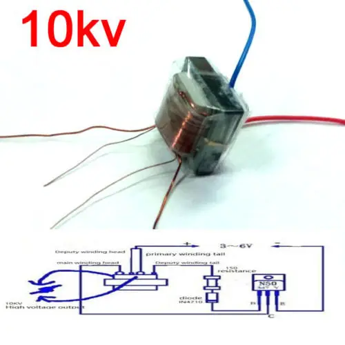 

10KV High Frequency High Voltage Transformer Booster Coil Inverter Plasma Lighter / Ignition Kit 20x17x15mm