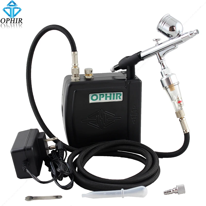 OPHIR 0.3mm Dual-Action Airbrush Kit with Air Compressor for Hobby Model Paint Art Crafts Cake Decorating _AC003B+AC004+AC011 OPHIR 0.3mm Dual-Action Airbrush Kit with Air Compressor for Hobby Model Paint Art Crafts Cake Decorating _AC003B+AC004+AC011