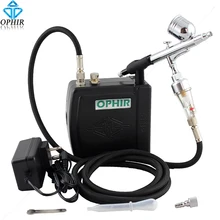 OPHIR 100V-240V 0.3mm Dual-Action Airbrush Kit + Mini Black Air Compressor Nail Art Makeup_AC003B+AC004+AC011 OPHIR 100V-240V 0.3mm Dual-Action Airbrush Kit + Mini Black Air Compressor Nail Art Makeup_AC003B+AC004+AC011