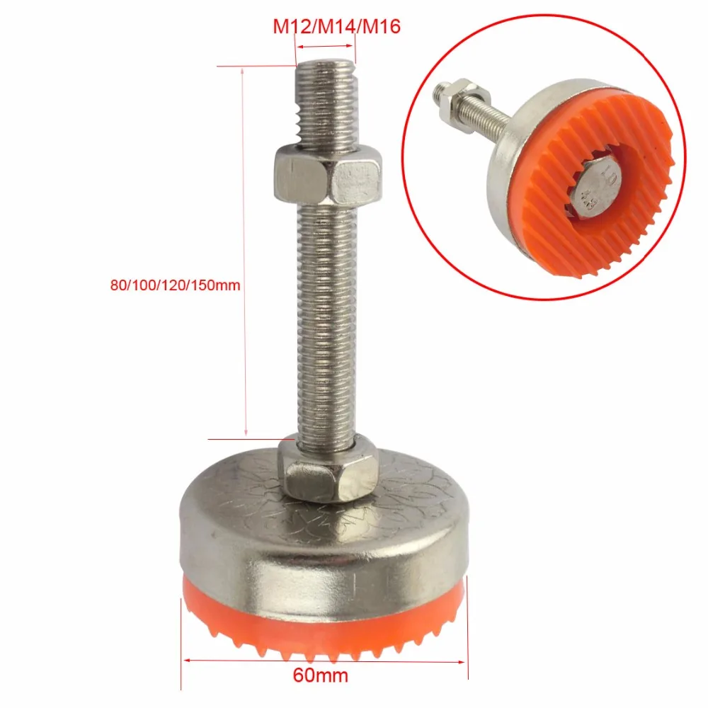 2 шт. M12/M14/M16 ножка, регулируемая резьбой чашки 60 мм Диаметр ТПУ Нескользящая база 80/100/120/150 мм Длина шарнирный Выравнивающая опора
