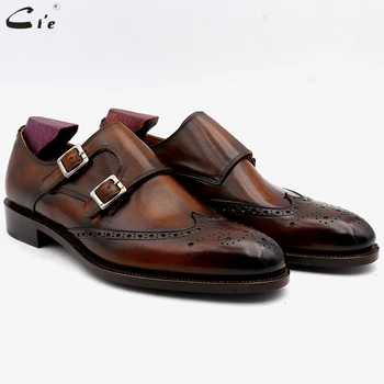 cie Round Toe Brogues Full Grain Genuine Calf Leather Formal Shoes Custom Men’s Dress Monk Straps Office Shoe Men Elegant MS00