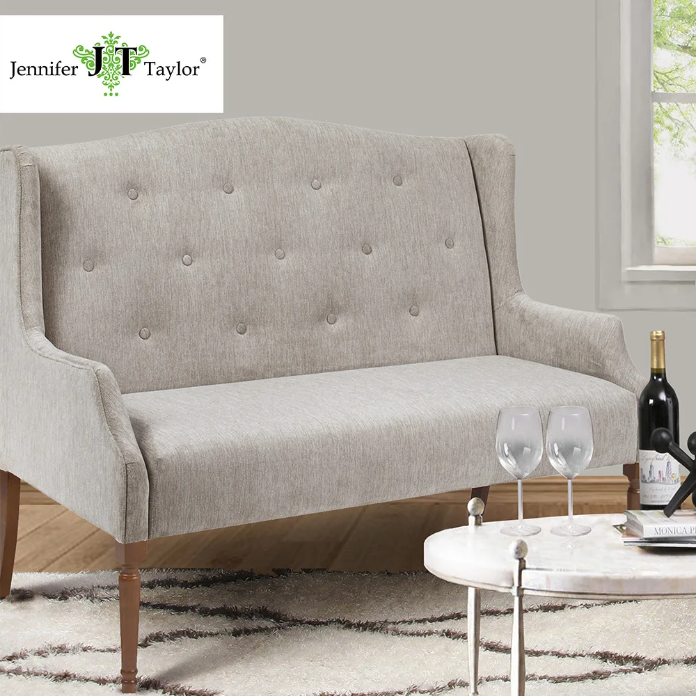 Jennifer Taylor Home, Settee, Navy Blue/Silver Cloud, Velvet, Hand