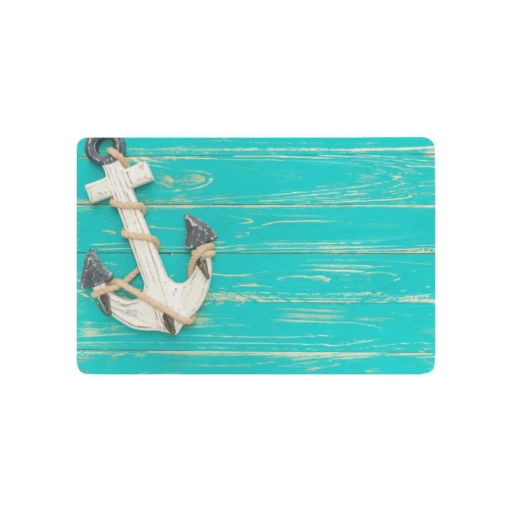 Nautical Anchor Anti slip Door Mat Home Decor, Vintge Wooden Indoor