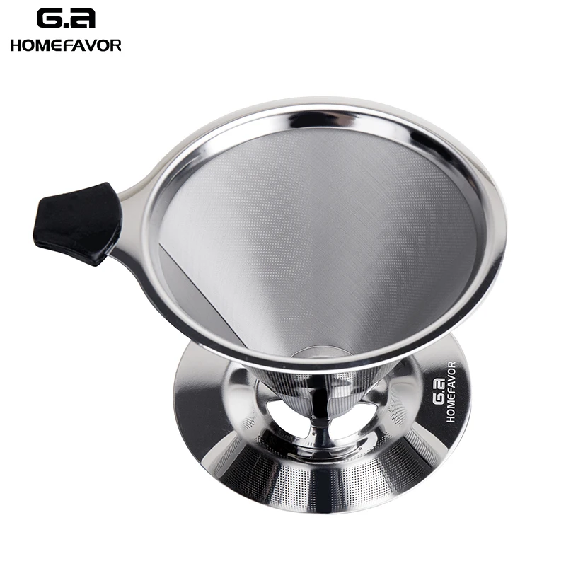 

G.a HOMEFAVOR Coffee Filter 304 Stainless Steel Metal Mesh Funnel Eco-friendly Reusable Basket Replacement Coffee Tools Stock