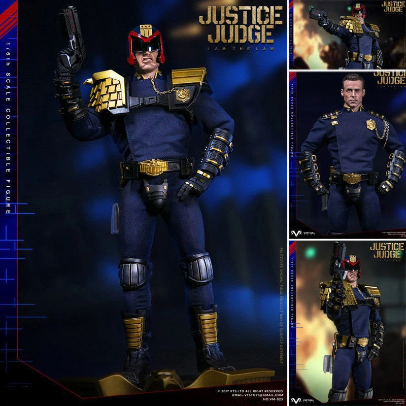 

1/6 Collectible Full Set JUSTICE JUDGE Dredd Policeman Figure Model with 2 Heads for Fans Holiday Gifts For Colelction VM-023