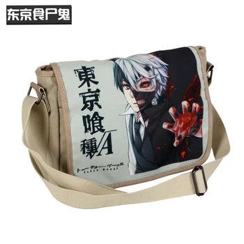 

Anime Tokyo Ghoul Oxford Shoulder Bag Printed with Half Face White Hair Kaneki Ken Messenger Bags handbag