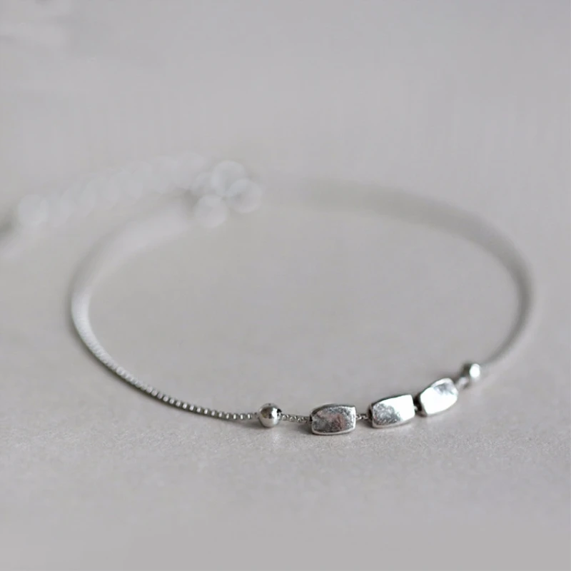 Мини квадратный милый сладкий простой 925 пробы Серебряный корейский литературный темперамент Женский модный изменяемый Размер браслеты SBR063