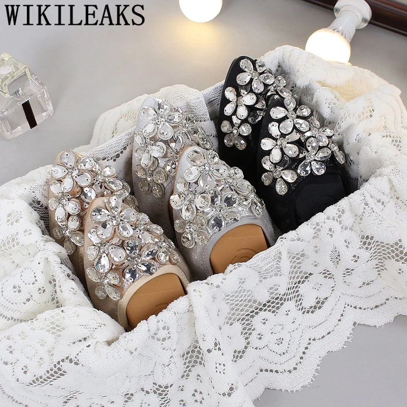 Creepers Flower Shoes Women Pointed Toe Flats Flower Shoes Women Ladies Loafers Woman Brand Luxury Zapatos Mujer Buty