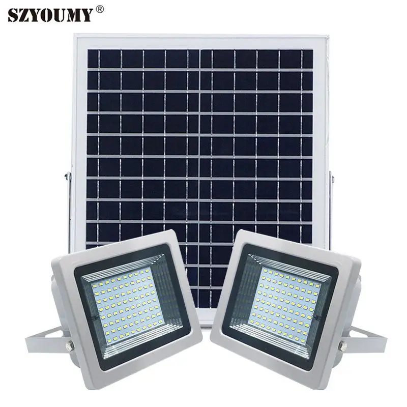 SZYOUMY Waterdichte solar lamp 2 pcs 36 leds 63 leds 80 leds 100 leds solar schijnwerper dubbele heads Outdoor Tuin straat licht