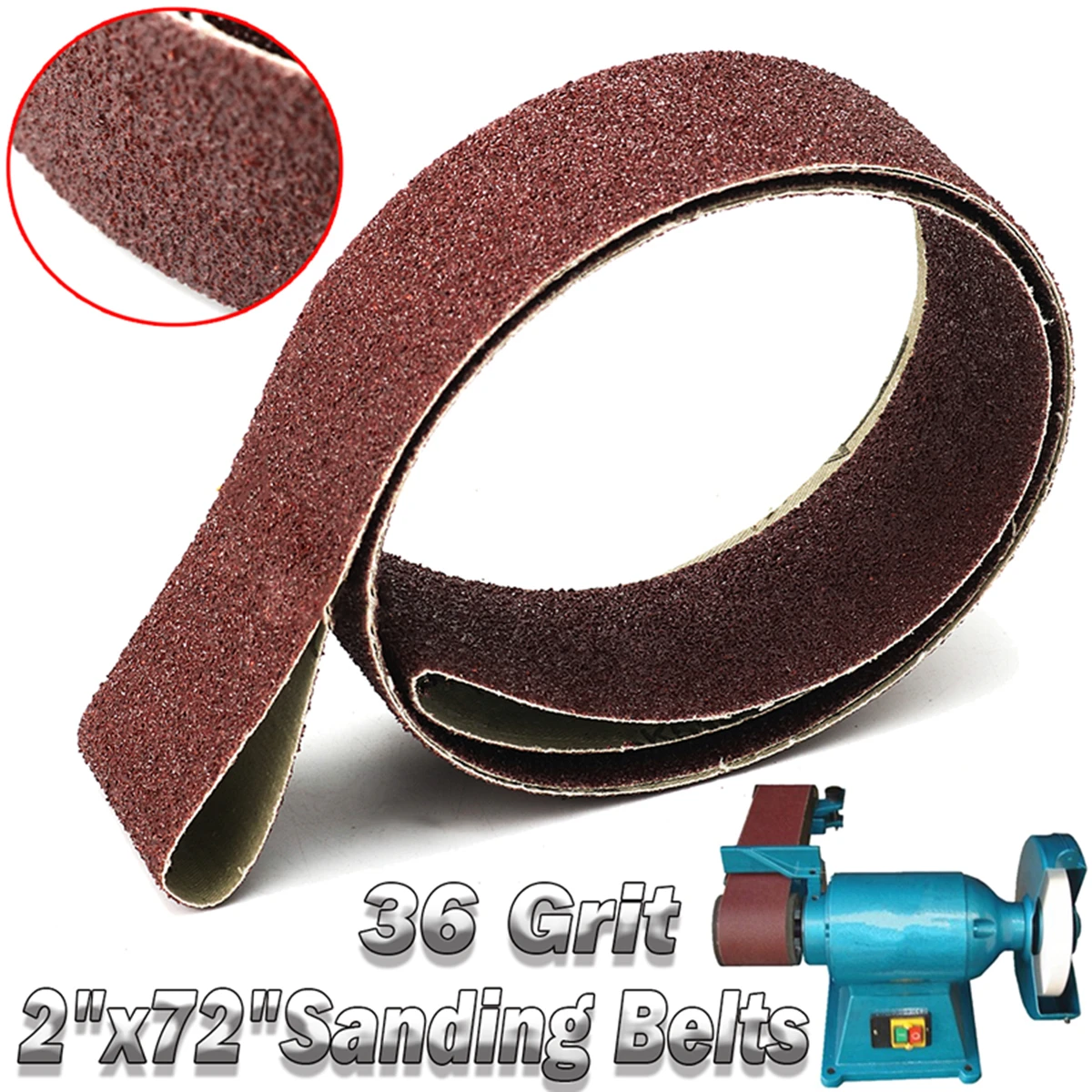 2x72 Inch 36 Grit Sanding Belt Aluminum Oxide Grinding Polishing Sander