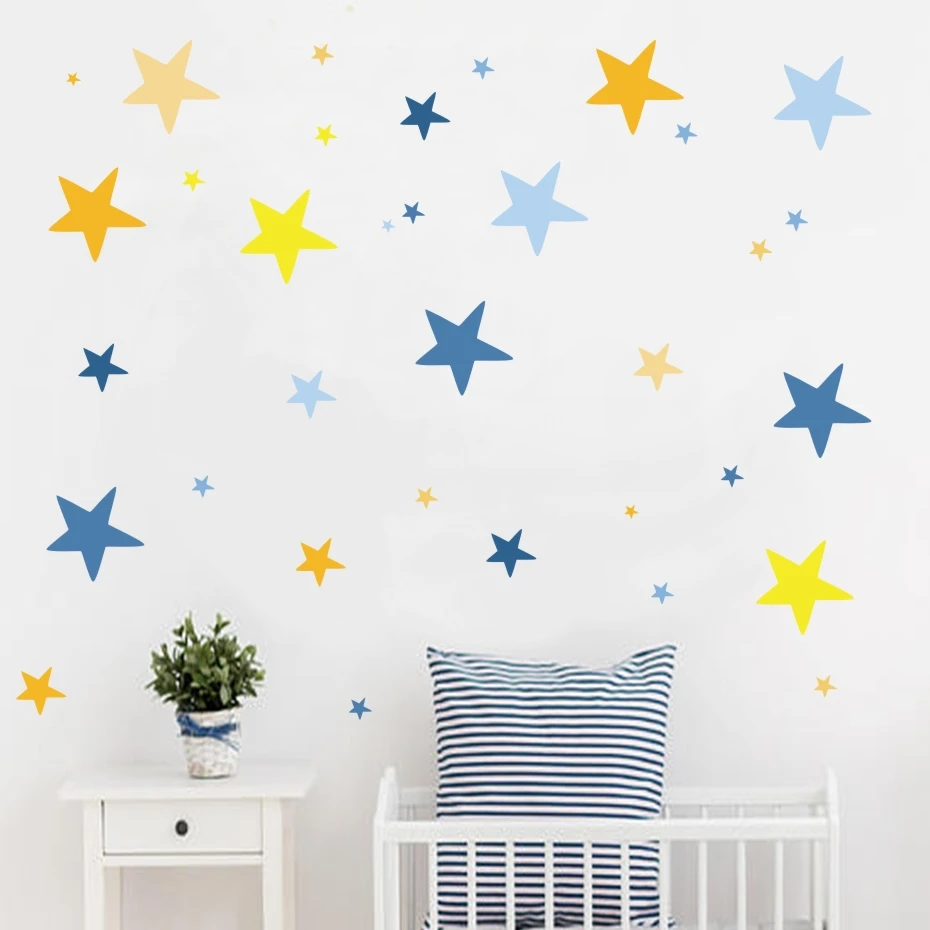 Colorful stars polka dots vinyl wall sticker wall nursery baby room decor art murals removable waterproof wallpaper home decor