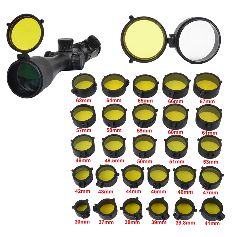 

Flip-Open Rifle Scope Quick Flip Spring Up Open Hunting See-through Lens Cover Dustproof Cap Eye Sight Flip Up Objective Cap