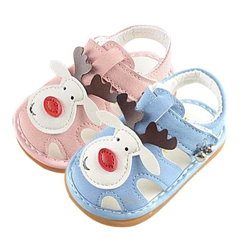 

Cute Infant Baby Boy Girls Shoes Cartoon Animal Pattern Sandals With Sound Soft-Soled Baby Shoe Sandals