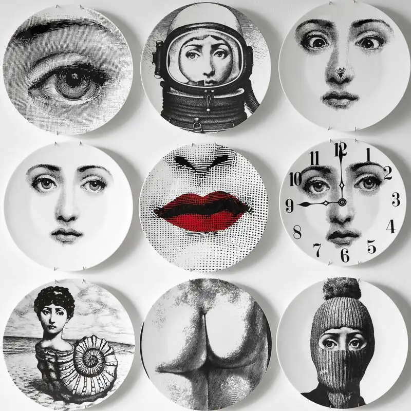 

8 Inch Utenos Fornasetti Plates Home Decoration Christmas Dinner Plate Decorative Wall Dishes China European Decor