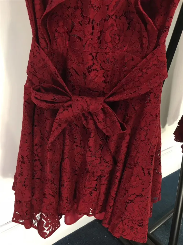 Fomolayime Мода Vestidos женский высокое качество Для женщин весеннее платье без рукавов с v-образным вырезом кружевные платья Vestidos