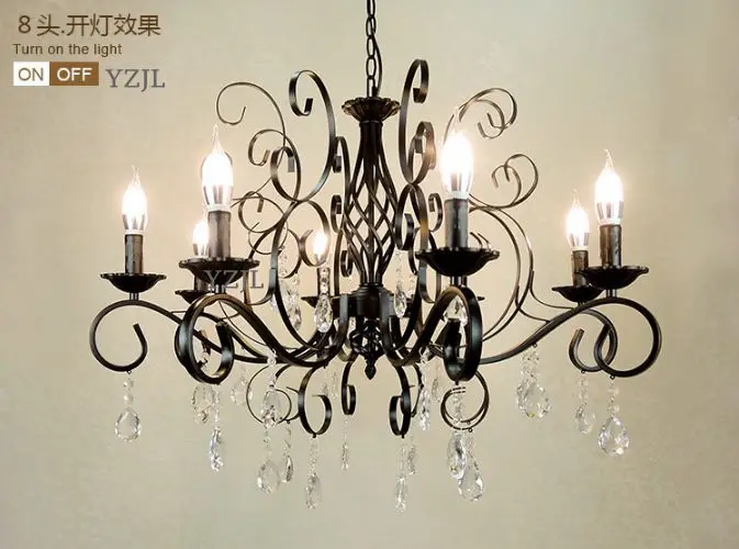 

Chandelier crystal lighting chandelier American Iron art retro living room creative bedroom black white lighting chandelier