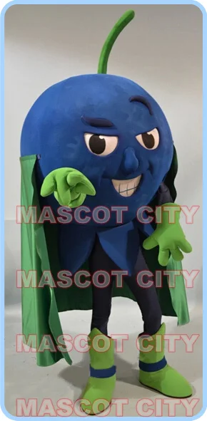 

mascot superman blueberry mascot costume wholesale super hero fruit theme anime cosplay costumes carnival fancy dress kits 2664