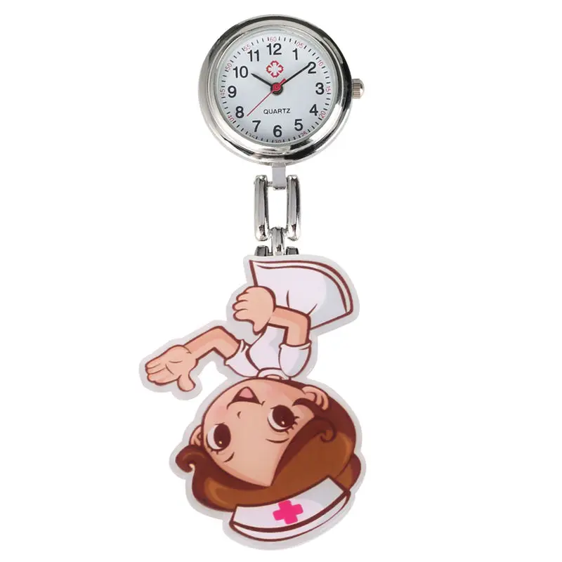 Уникальные 3D мультфильм часы для медсестры FOB женские медсестры милые животные доктор карманные часы клип reloj bolsillo