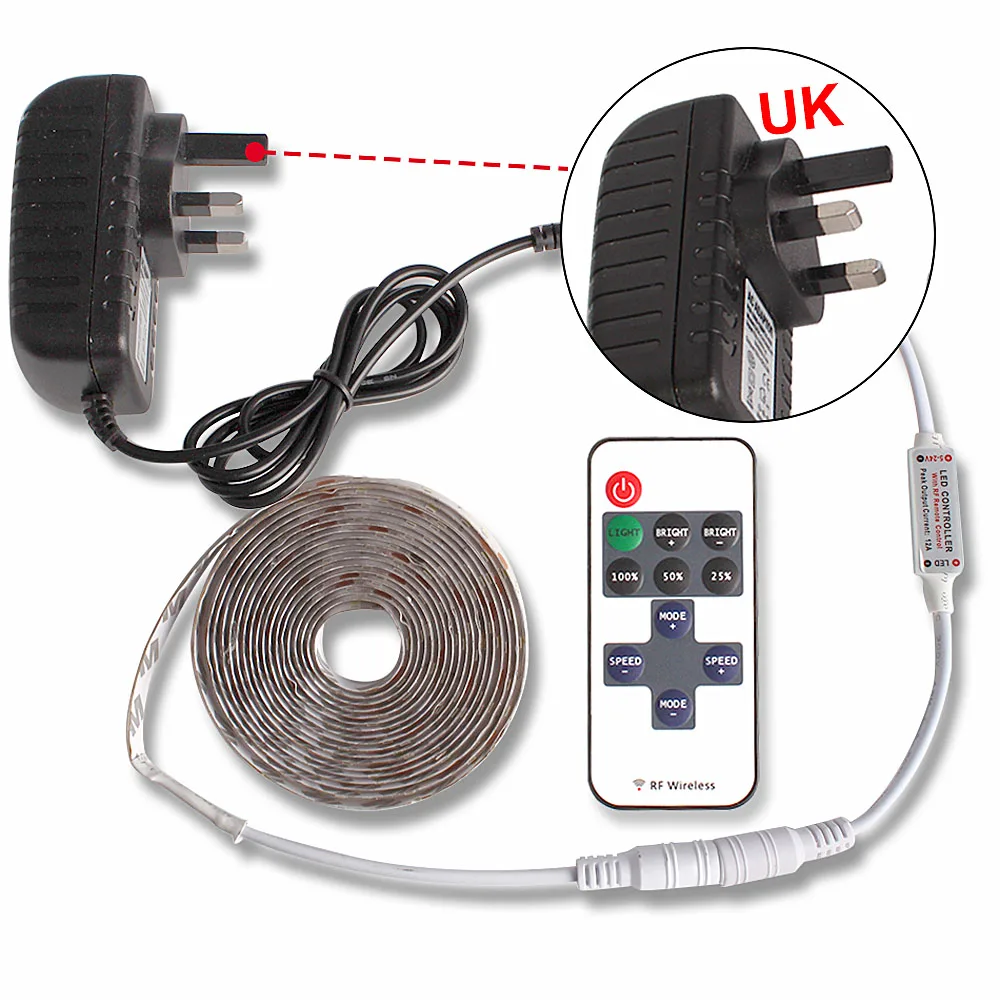 LED Strip UK Светодиодная подсветка под шкаф комплект Водонепроницаемая светодиодная лента с регулируемой яркостью с RF 10 клавишами пульт дистанционного управления для кухни/шкаф светильник - Цвет: LED Strip UK