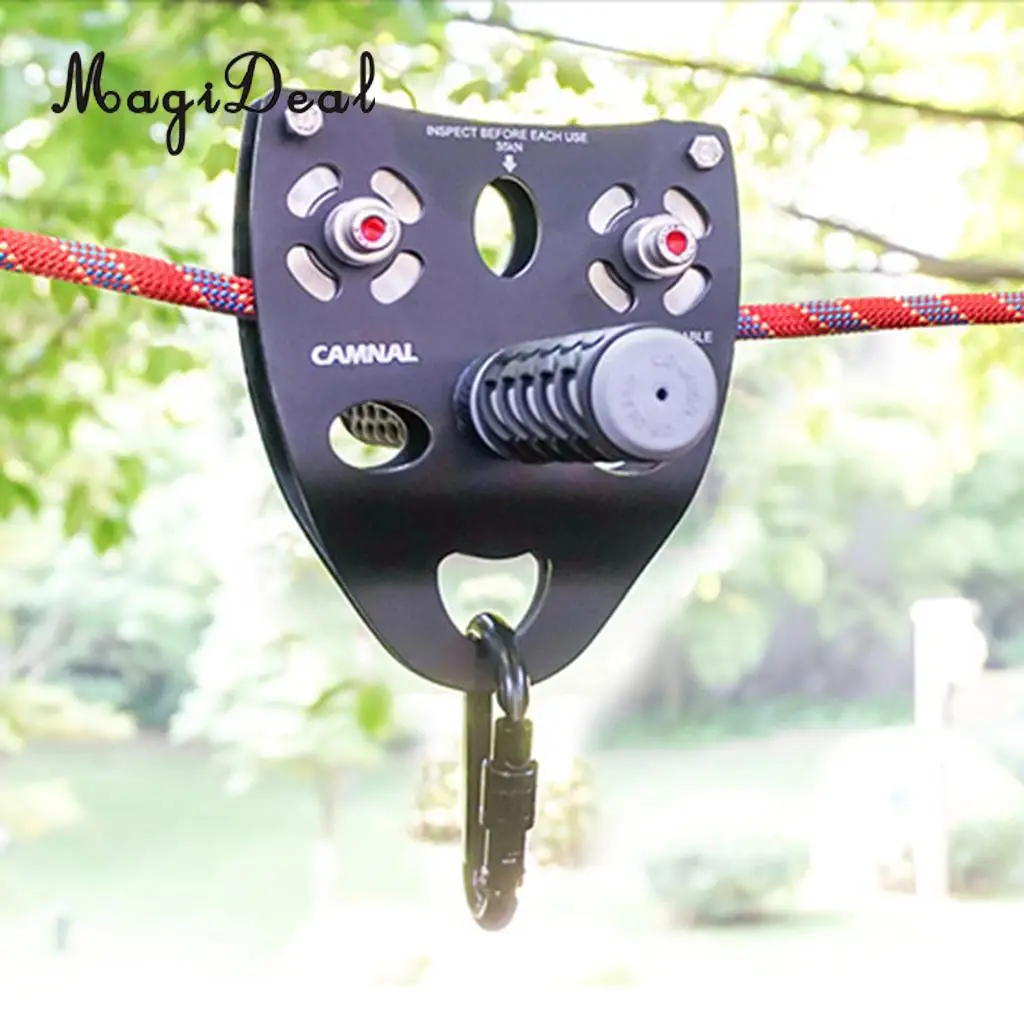 MagiDeal 35KN Rock Climbing Mountaineering 13mm Cable Rope Pulley With anti-slip silicone rubber Handle Climbing Accessories
