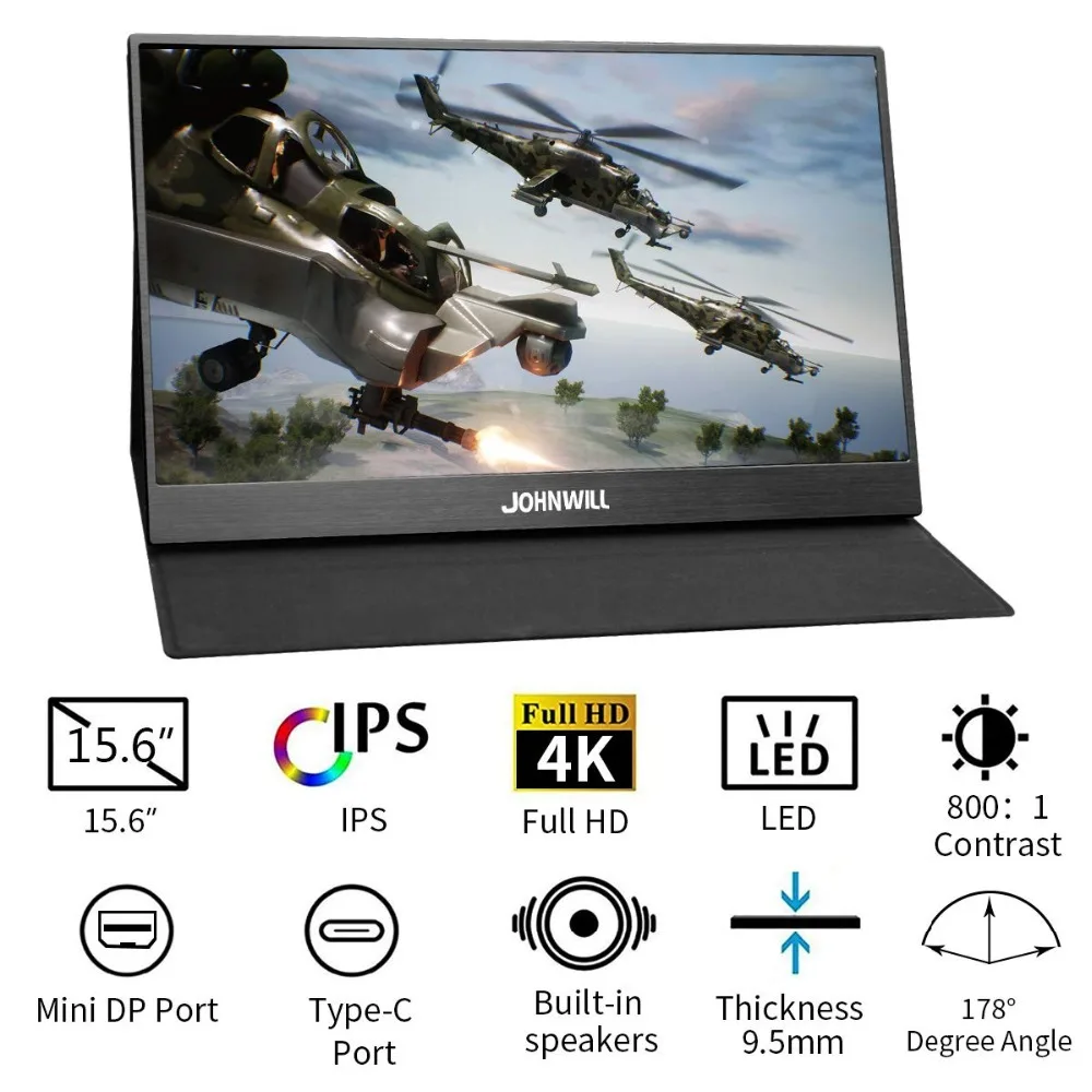 Новинка 15,6 дюймов HD ips 3840x2160 4K lcd игровой портативный монитор Тип USB-C дисплей с HDMI разъемом для наушников для Raspberry PS3/PS4