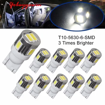 

10 Pieces Lampadas Pingo T10 W5w 6 Led Smd 5630 Samsung Chips 12v 6000k (amarelo/azul Ice)